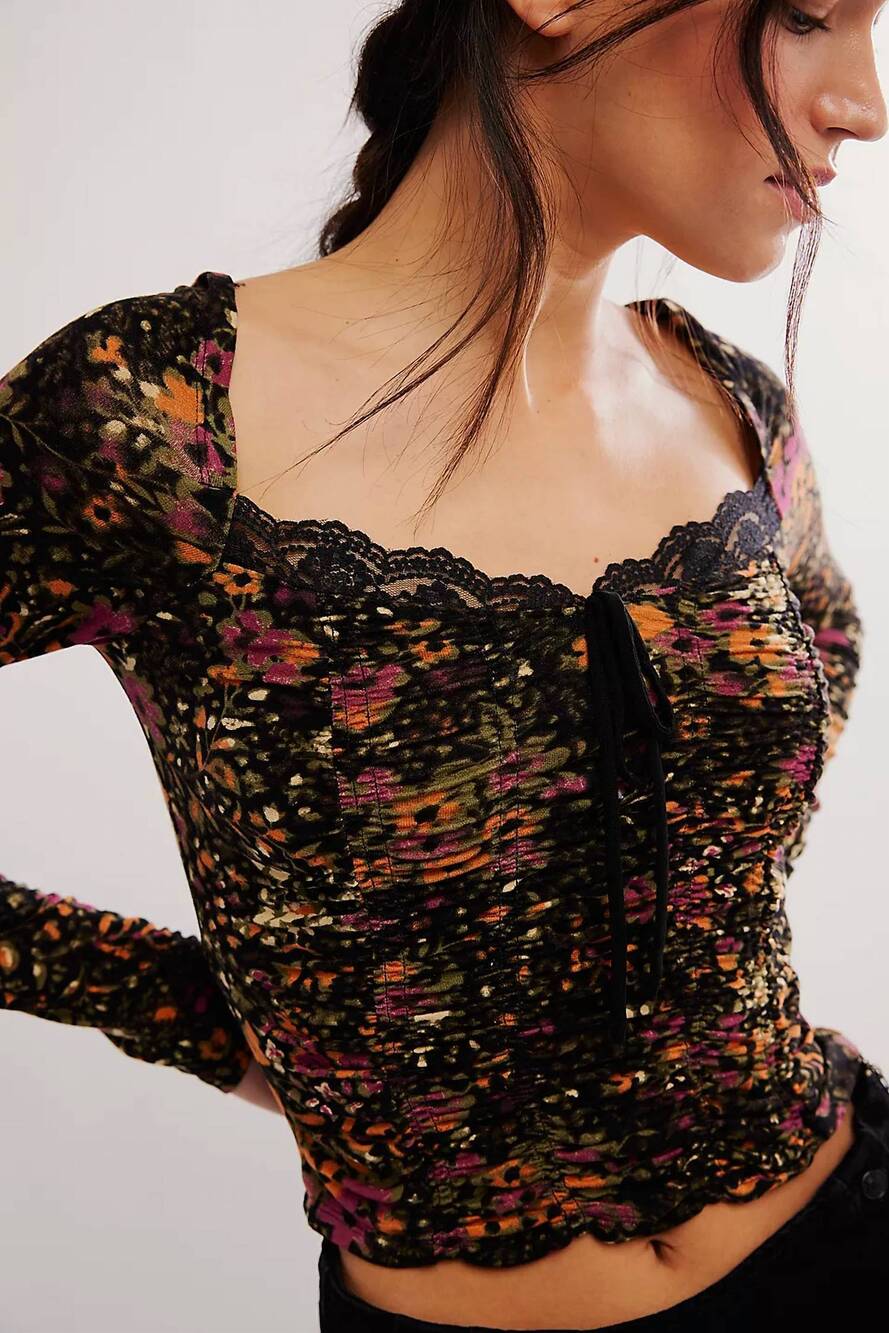 NEW FREE PEOPLE layer it on me top in black combo - Picture 1 of 3